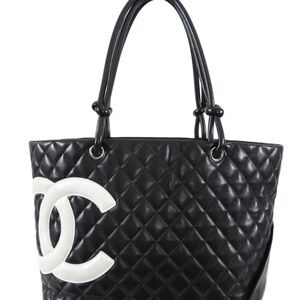 CHANEL  2004 Cambon Black and White CC Tote Bag